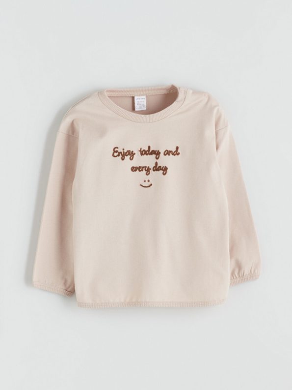 LC WAIKIKI Beige Crew Neck Baby Boy Sweatshirt and Sweatpants Set