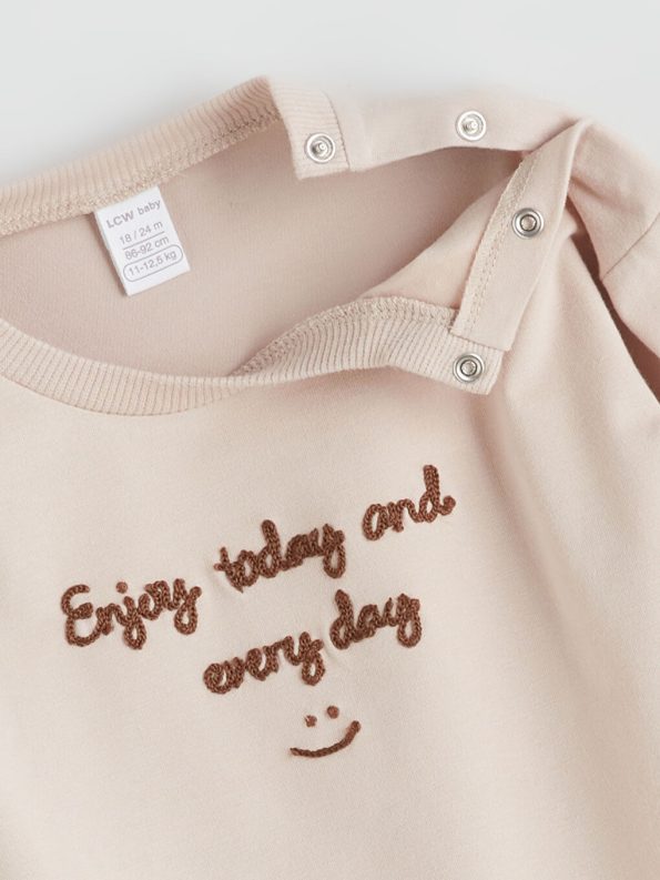 LC WAIKIKI Beige Crew Neck Baby Boy Sweatshirt and Sweatpants Set