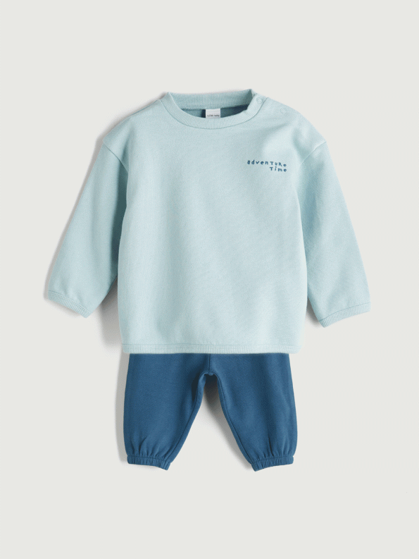 LC WAIKIKI Green Boys' Baby Sweatshirt and Pants Set