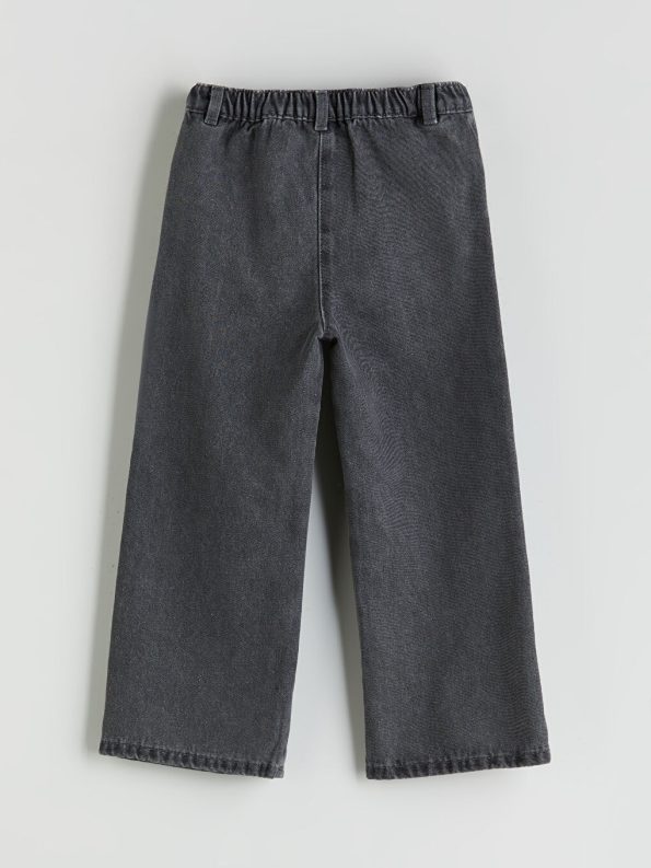 LCW Kids Dark Gray Wide-Leg Kuromi Printed Girls' Jeans