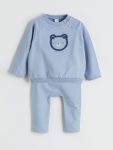 LCW Baby Blue Crew Neck Sweatshirt and Pants Set for Boys