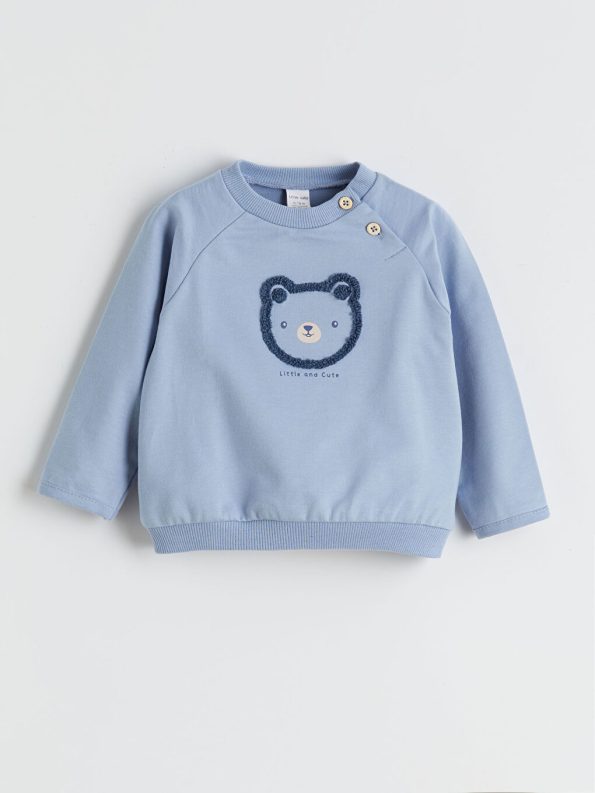 LCW Baby Blue Crew Neck Sweatshirt and Pants Set for Boys