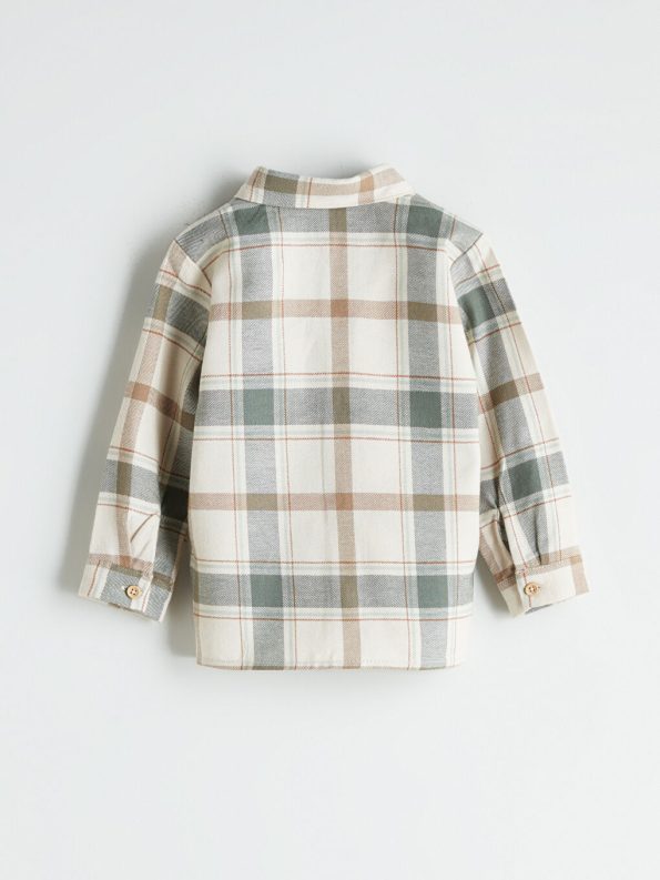 LCW Baby Cream Checkered Boys Shirt and Trouser Set