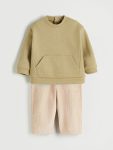 LCW Baby Haki Crew Neck Sweatshirt and Pants Set for Boys