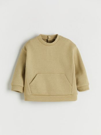 LCW Baby Haki Crew Neck Sweatshirt and Pants Set for Boys
