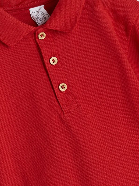 LCW Baby Red Polo Collar Baby Boy T-Shirt and Pants Set