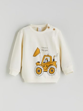 LCW Eco Beige Printed Baby Boy Sweatshirt and Pants Set