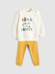 LCW ECO Beige Printed Boys' Baby Sweatshirt and Jogger Set