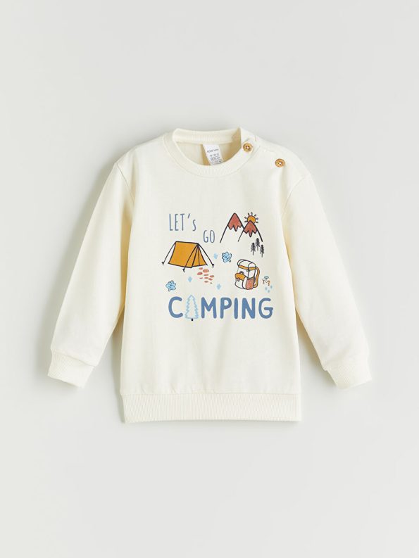 LCW ECO Beige Printed Boys' Baby Sweatshirt and Sweatpants Set