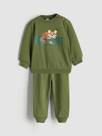 LCW ECO Printed Boys' Baby Sweatshirt and Jogger Set