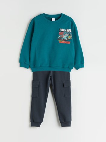 LCW Kids Green Printed Boys Sweatshirt and Jogger Set