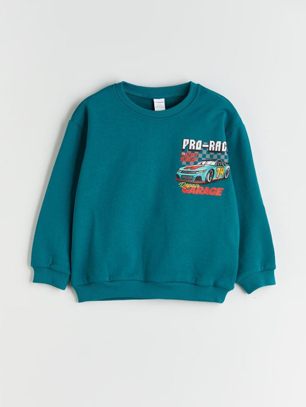 LCW Kids Green Printed Boys Sweatshirt and Jogger Set
