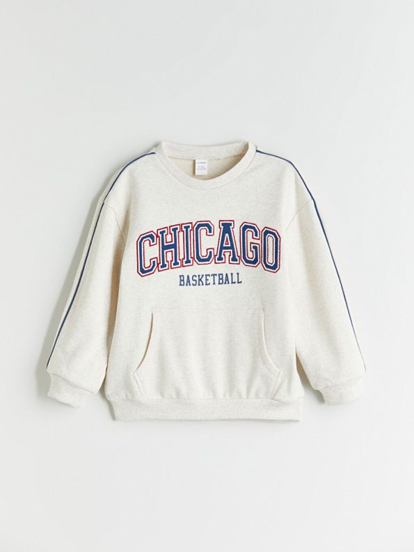 LCW Kids Ecru Chicago Embroidered Boys Sweatshirt
