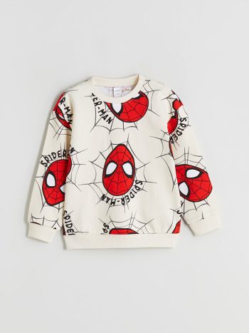 LCW Kids Beige Spider-Man Printed Boys Sweatshirt and Jogger Set