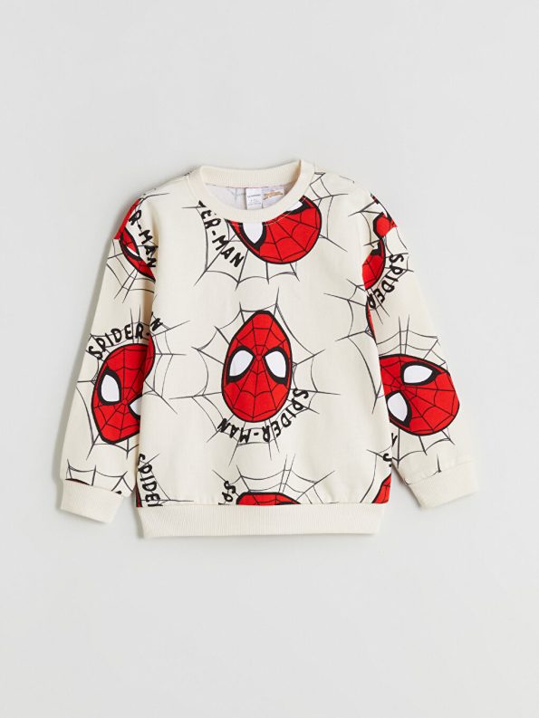 LCW Kids Beige Spider-Man Printed Boys Sweatshirt and Jogger Set