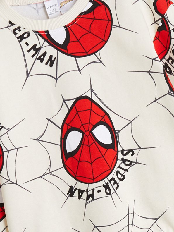LCW Kids Beige Spider-Man Printed Boys Sweatshirt and Jogger Set