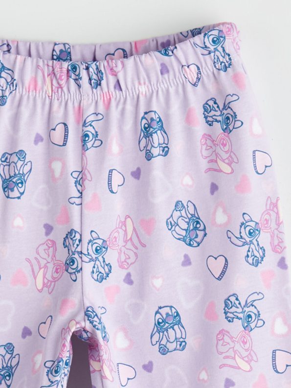 LCW Kids White Lilo & Stitch Printed Girls Pajama Set