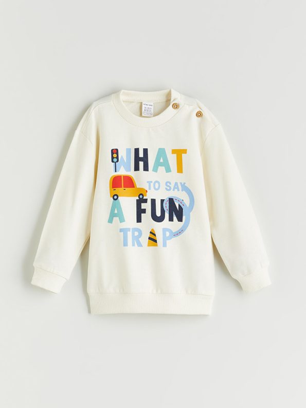 LCW ECO Beige Boys' Printed Sweatshirt and Sweatpants Set