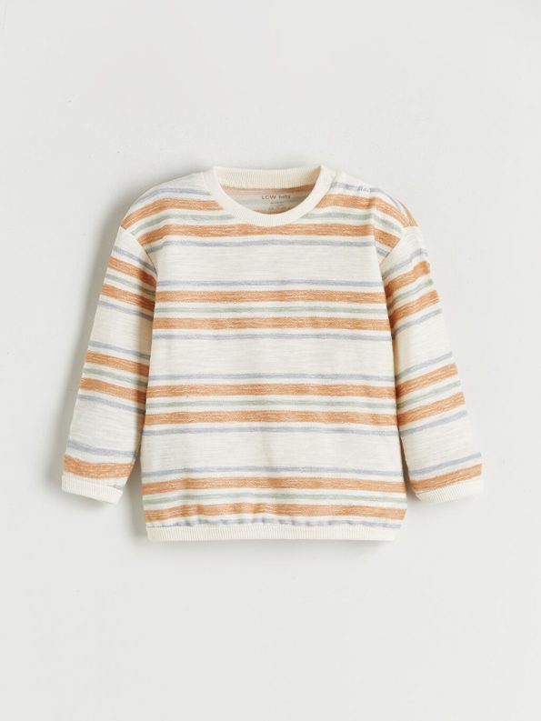 LCW Baby Cream Crew Neck Boys Sweatshirt and Jogger Set