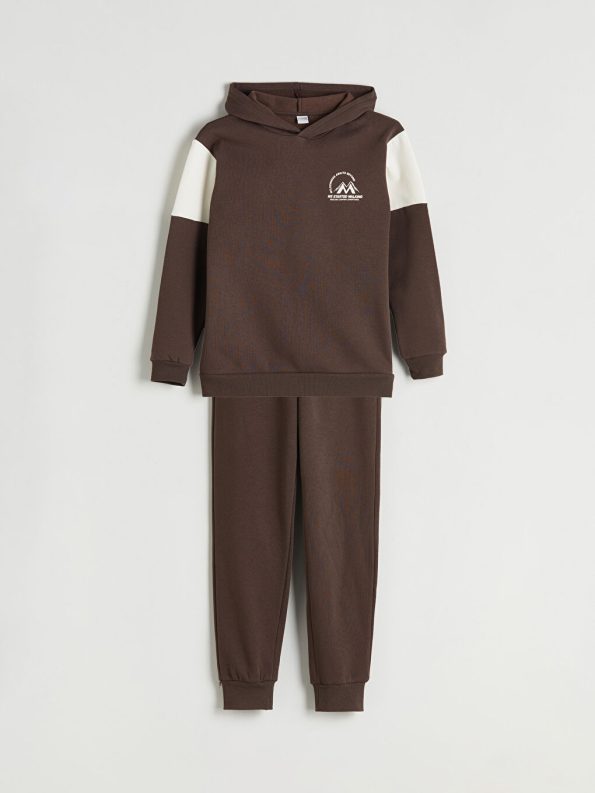 LCW Kids Brown Hooded Boys Sweatshirt Set