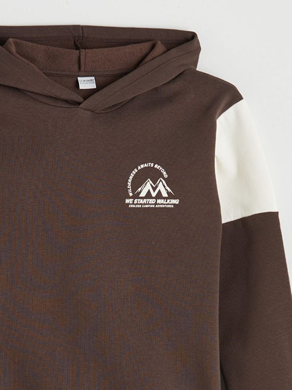 LCW Kids Brown Hooded Boys Sweatshirt Set