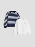 LCW Kids Navy Blue Printed Girls Sweatshirt Set
