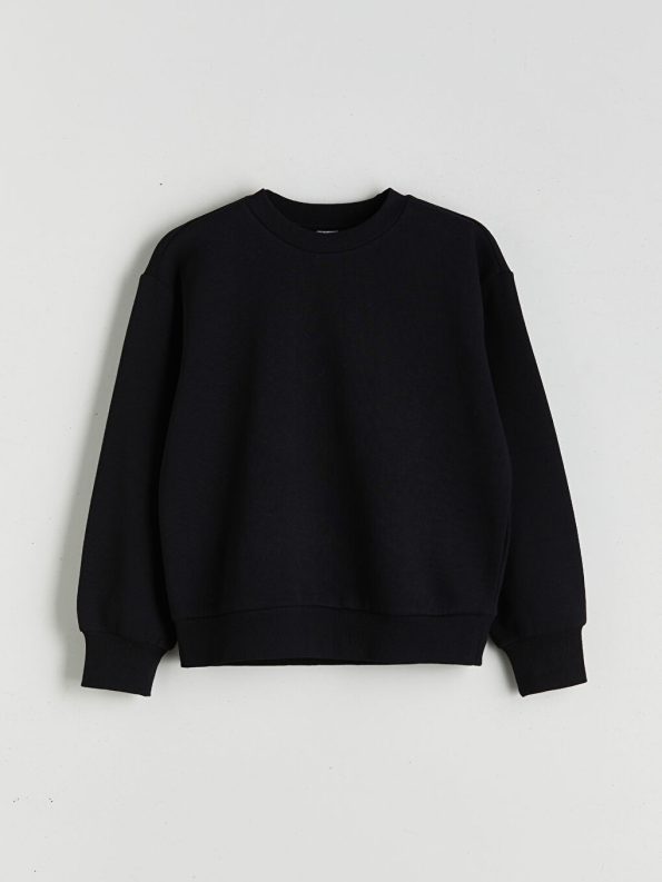 LCW Kids Black Crew Neck Girls Sweatshirt