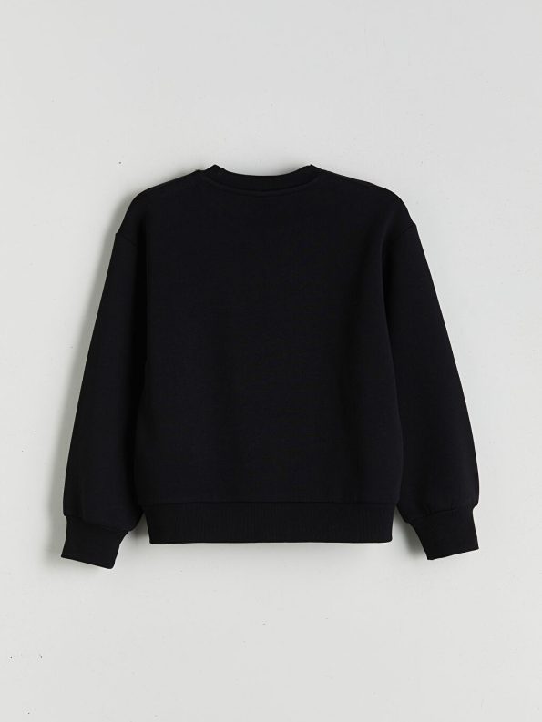 LCW Kids Black Crew Neck Girls Sweatshirt