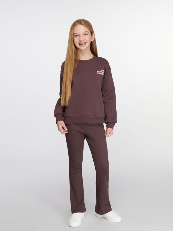 LCW Kids Purple Round Neck Girls Sweatshirt
