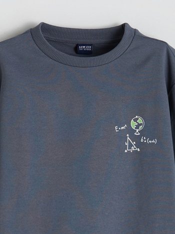 LCW ECO Grey Crew Neck Boys Sweatshirt