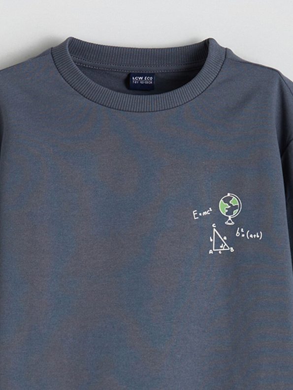 LCW ECO Grey Crew Neck Boys Sweatshirt