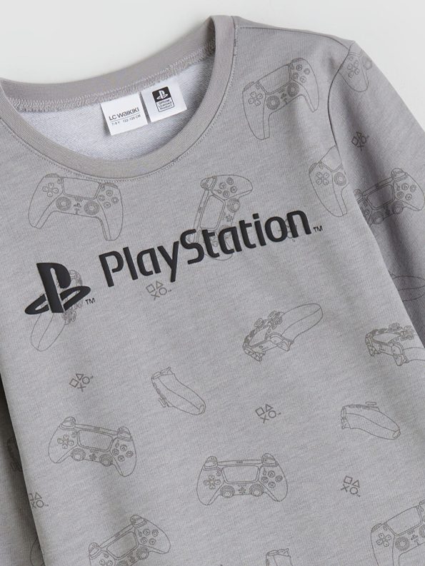 LCW Kids Gray Crew Neck Playstation Printed Boys Pajama Set