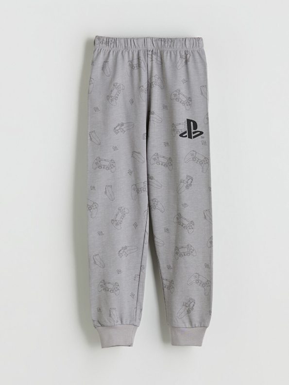 LCW Kids Gray Crew Neck Playstation Printed Boys Pajama Set