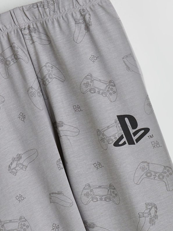 LCW Kids Gray Crew Neck Playstation Printed Boys Pajama Set