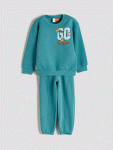 LCW Kids Turquoise Paw Print Boys Sweatshirt and Jogger Set