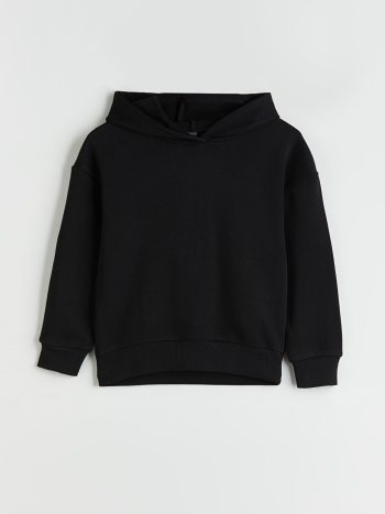 LCW Eco Black Hooded Basic Girls Sweatshirt