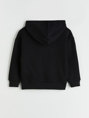LCW Eco Black Hooded Basic Girls Sweatshirt