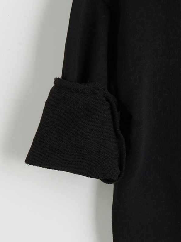 LCW Eco Black Hooded Basic Girls Sweatshirt