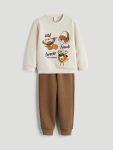 LCW Kids White Crew Neck Boys Sweatshirt and Cargo Pants