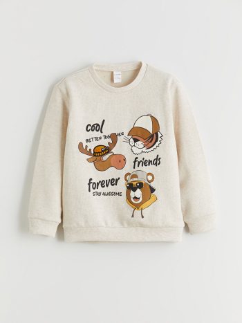 LCW Kids White Crew Neck Boys Sweatshirt and Cargo Pants