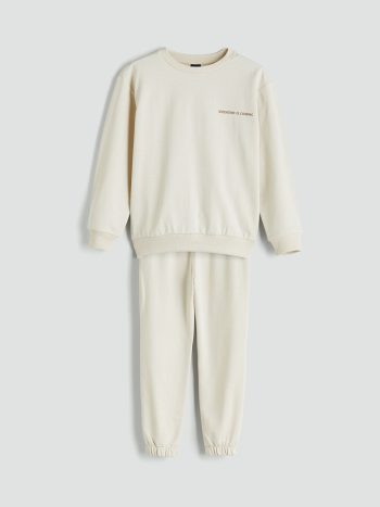 LCW Eco Beige Boys' Crew Neck Tracksuit