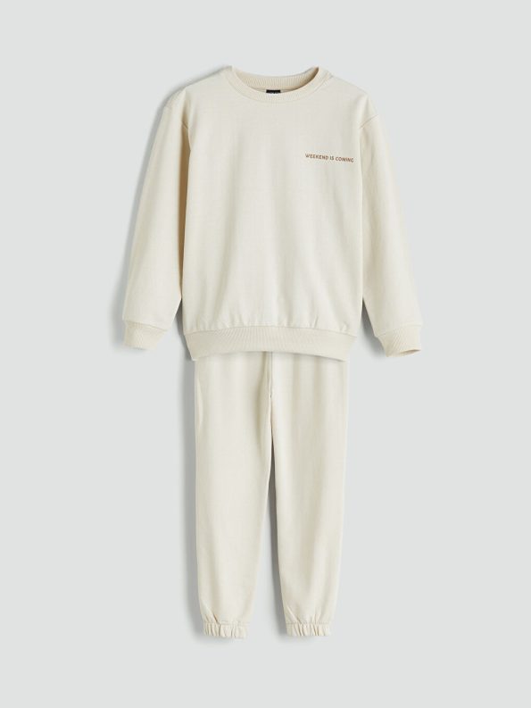 LCW Eco Beige Boys' Crew Neck Tracksuit