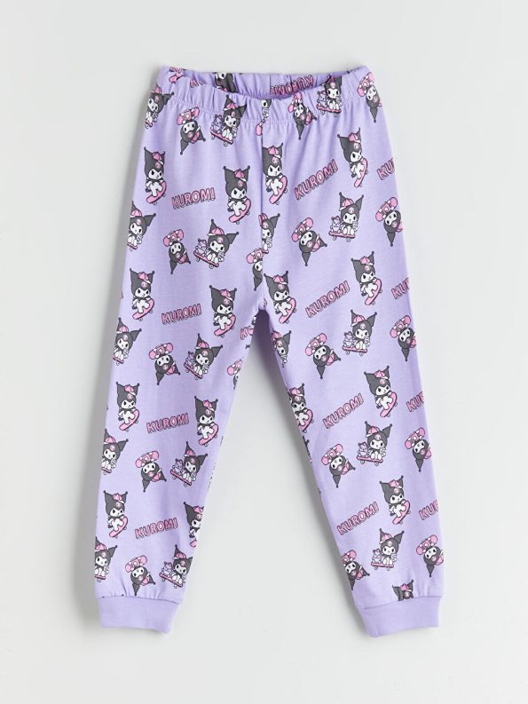 LCW Kids White Crew Neck Kuromi Printed Pajama Set for Girls