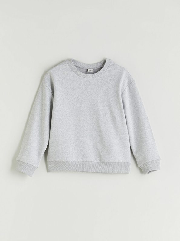 LCW Eco Grey Crew Neck Basic Girls Sweatshirt