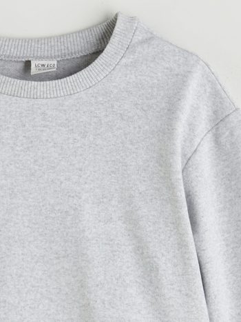 LCW Eco Grey Crew Neck Basic Girls Sweatshirt