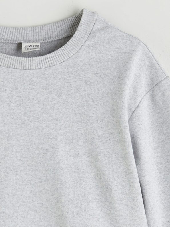 LCW Eco Grey Crew Neck Basic Girls Sweatshirt