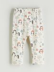 LCW ECO Cream Elastic Waist Printed Baby Girl Pajama Bottoms