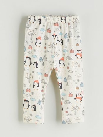 LCW ECO Cream Elastic Waist Printed Baby Girl Pajama Bottoms