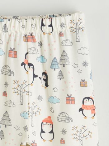 LCW ECO Cream Elastic Waist Printed Baby Girl Pajama Bottoms