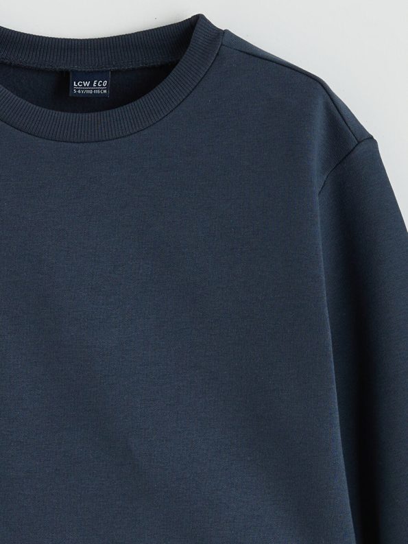 Navy Blue Crew Neck Girls' Sweatshirt